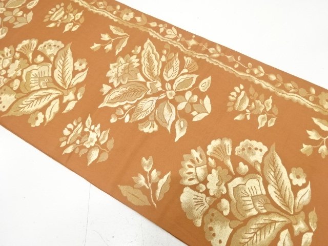 アンティーク　花更紗模様織り出し袋帯（材料）